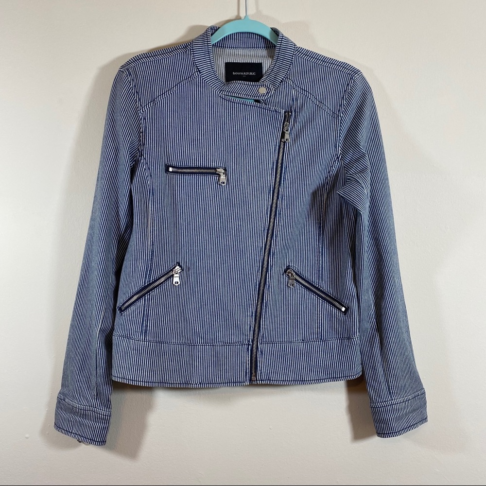 Banana Republic Factory Moto Striped Jacket M - Picture 2 of 7